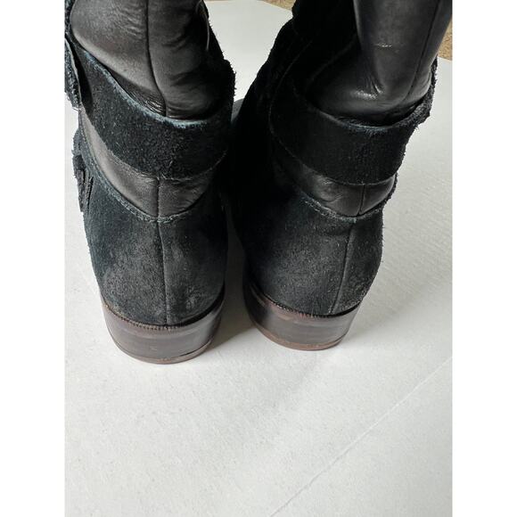 UGG Cyndee Riding Boots Suede and Leather Black, Sherpa Lined, Size 7 - Picture 4 of 10